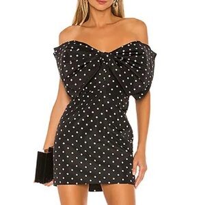 Bardot black and white polka dot mini dress